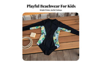 Long Sleeve Floral Swimsuit Padded Floral Print Wave Ing Suit Single Piece Sun Protection Swim Attire Quick-Dry Textile