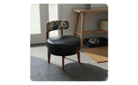 Low Stool Firm-Density Foam Upholstered Short Stool Minimalist Design Wooden Leg Makeup Bench for Living Room