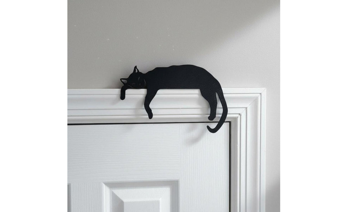 Cartoon Design Black Feline Door Frame Decor Sturdy Construction Feline Door Topper for Indoor, Doorway