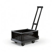 Foldable Trolley with Basket Portable Hand-Push Trolley with Handle Silent Foldable Utility Cart for Camping