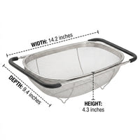 Sink Strainer and Stainless Steel Colander, Large Rectangular Expandable Sink Colander with Retractable Handles, Fine Mesh Pasta Strainer Basket