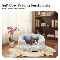 Floral Print Bed with Lace Trim All-Season Use Pet Supplies Soft Pet Bed for Feline Owners, Indoors, Living Room, Bedroom