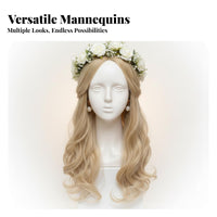 Female Mannequin Head with Shoulders Versatile Cosplay Head Prop Female Hairpiece Display Bust for Cosplayers, Retailers, Salon, Photoshoots