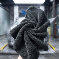 Double Sided Car Drying Towel with Bound Border, High Absorbency Microfibre Cloth for Car Washing, Dark Gray Reusable Microfiber Blend Towel