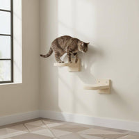 Wall-Mounted Cat Climbing Step Feline Perch Solid Wood Wooden Cage Shelf for Kittens