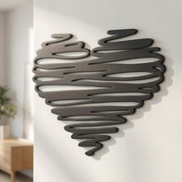 Steel Heart-Shaped-Wall Decoration Continuous Line Scribble Heart-Shaped-Wall Art Minimalist