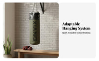 Easy to Fill Hanging striking bag sturdyDuty Unfilled Hanging bag Stress Relief martial Training Tool for Athletes, Beginners, Professionals, Dojo, Gym, Strength Building