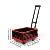 Foldable Hand Cart Telescopic Folding Utility Cart Compact Push Transport Trolley for Groceries