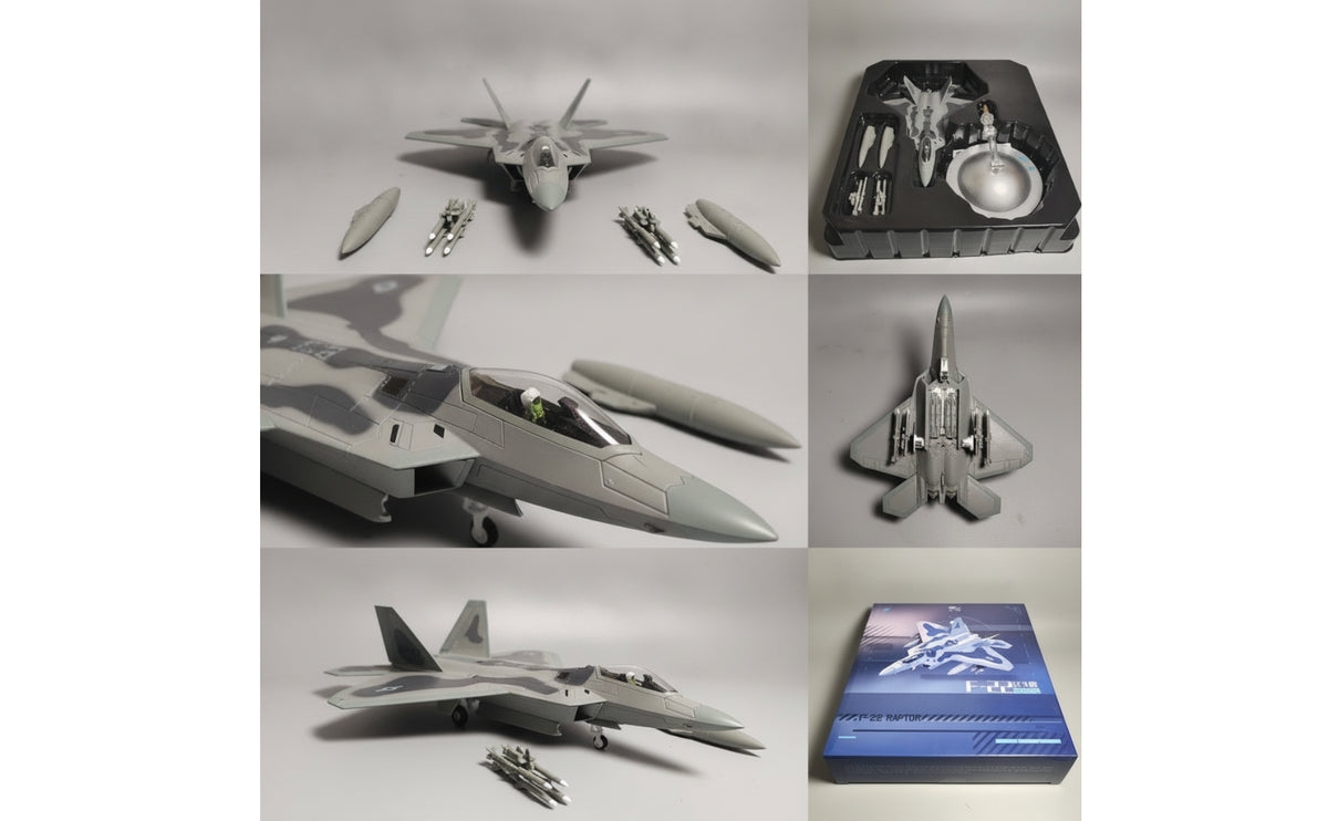 1:100 Scale F-22 Predator Model Collectible Stealth Fighter Model Alloy Fighter Jet with Landing Gear Detailed for Aviation Enthusiasts, Collectors, Hobbyists, Desk Decor, Office, Classroom