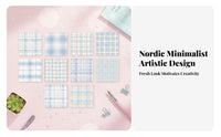 100 Pieces Plaid Memo Sheets Unique Patterns Checkered Background Paper Assorted Designs Grid Note Paper for Students, Crafters, School, Crafting
