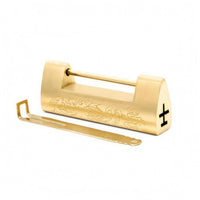 Engraved Scrollwork Brass Sliding Lock Traditional Pattern Antique Bronze Lock Looped Key Gate Sliding Bolt