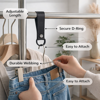 Clothing Store Display Hook with Metal S Adjustable Canvas Strap Hanging for Retail 10cm Folded Length