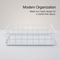 Storage Baskets for Bedroom Bathroom, Desktop Organizer for Cosmetics Cables Snacks, Wire Mesh Metal Frame Nordic Minimalist