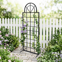 2 Pack Extra Large Iron Garden Trellis for Climbing Plants, 171-200cm, 70cm Wide Matte Black Plant Support, Country Style