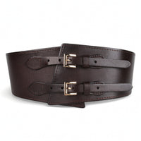 Leather Overcoat Waist Belt with Buckle Stretchy Wide Elastic Waist Belt Vintage Classic for Coats