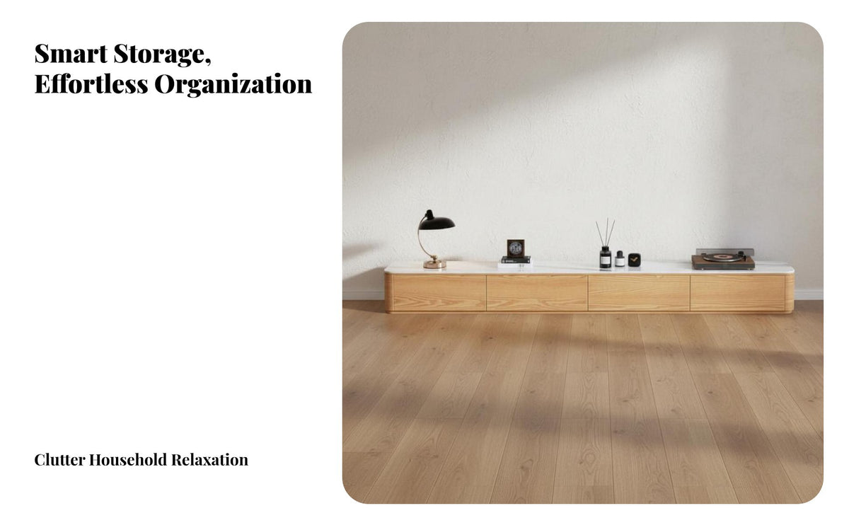 TV Stand and Coffee Table Set Cable Management Holes Sintered Stone TV Cabinet Easy to Clean Sintered Stone Television Stand Surface Console