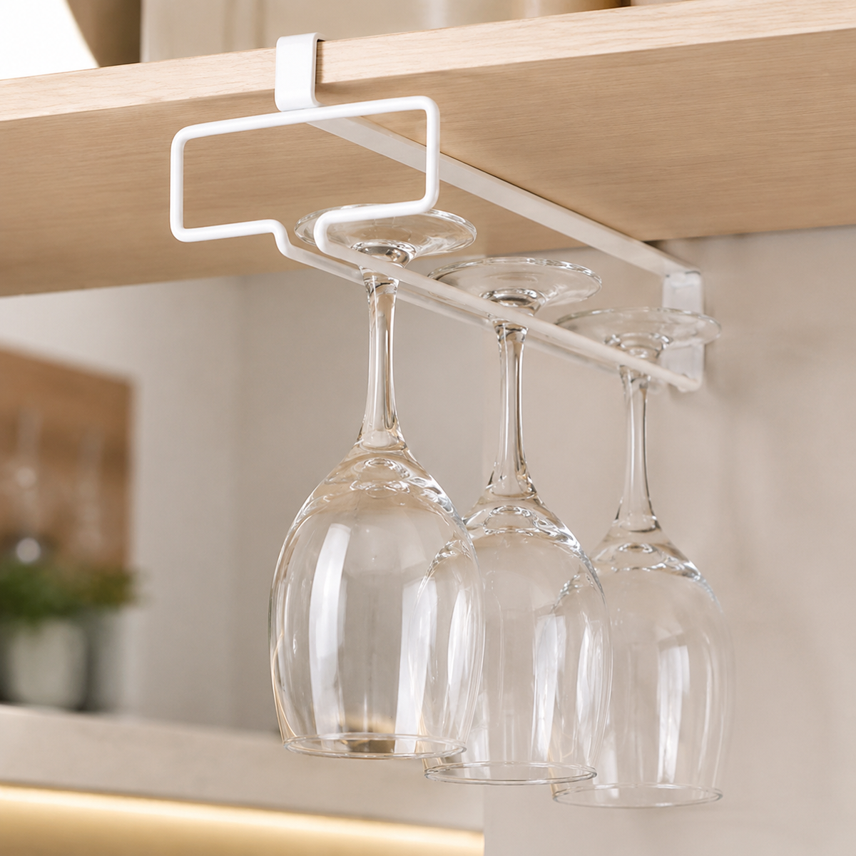Wine Glass Holder Under Cabinet Storage No Drilling Required Metal Glass Hanger
