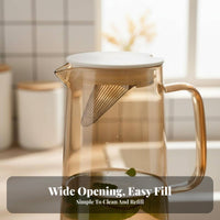 Spill-Proof-Spill-Proof-Less Spout Glass Water Pitcher Fridge Friendly Glass Pitcher with Lid Nordic Design for Families, Homeowners, Home