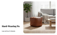 Faux Leather Finish Cube Pouf Multi-Functional Ottoman adaptable Use Footstool Comfortable for Apartment Dwellers, Homeowners, home enthusiasts, Living Room, Balcony, Entryway, Bedroom