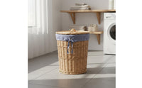 Wicker Laundry Basket with Lid Large Capacity Round Woven Hamper for Bedroom, Washroom