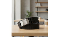 Nylon Web Belt Adjustable Belt with Automatic Buckle No-Hole for Men, Daily Wear, Jeans, Travel