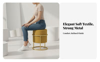 Minimalist Design Upholstered Accent Stool Comfortable Cushion Upholstered Drum Stool Versatile Indoor Furnishing Lightweight for Business Owners, Interior Designers, Shoe Shop, Fitting Room, Entryway, Boutique