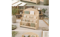 Stepped Display Rack Wooden Postcard Display Rack Easy to Assemble Card Holder with Tiers for Retail Counters