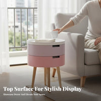 Nordic Design Round two-in-onelevel Nightstand Minimalist & design 2-Tier Round accent Table Space-Saving Storage compact Multi-Functional for Apartment Dwellers, residents, Students, Balcony, Living Room, Bedroom, Small areas