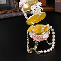 Jewelry Box Rhinestone Trim Enameled Trinket Box Hand-Painted for Tabletop