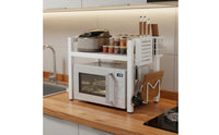 Countertop Microwave Shelf Expandable Microwave Oven Rack No Drill Oven Organizer Rack
