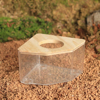 Oak Wood Hamster Bath and Hamster Sand Bath, Fan Shaped Hamster Toilet for Dwarf Hamsters, Transparent Container with Removable Lid, 142 Chars