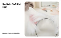 Faux Cat Ear Headband and Tail Handmade Creature Ears Headband and Tail Canine Costume Accessories Realistic Appearance