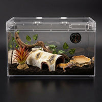 Birch Hideaway Resin Hollow Hideout House, Crested Gecko Tank Accessories and Amphibian Habitat, Water-Resistant Log for Turtle and Insect