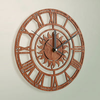 Wood-Grain Wooden Wall Clock Decorative Cutout Wall Clock Rustic Openwork for Entryway