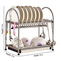 Dish Rack and Dish Drainer with Draining Board, Stainless Steel Draining Rack, Space Saving Kitchen Sink Organizer with Side Utensil Holder
