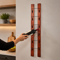 Rustic Wooden Wall Mounted Wine Rack, Vintage Dark Reddish-Brown Wine Display for Kitchen & Dining Room, Home Decor Wall Wine Rack