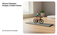 1:64 Scale Cyclist Figure Collectible Miniature Bike Cyclist Model Tiny Cyclist Figurine High Accuracy Miniature Red Bike