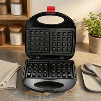 Black Electric Sandwich Appliance Hinged Countertop Sandwich Appliance Oval Handles Small Appliance Two Plates