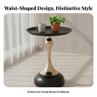 Space Saving Slim Waist End Table Light Luxury Design Wrought Iron Corner Table Anti-Drop Rim Hemisphere Base Nightstand Easy Installation for Apartment Dwellers, Interior Designers, Small Areas, Living Room, Bedroom, Balcony