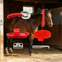 6 Pieces Horse Grooming Set Black Bristles Horse Grooming Kit Equine Brush Set Allall-in-All-Inclusive Portable for Riders