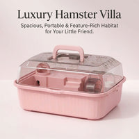 Hamster Cage with Wheel, Syrian Hamster Cage, Double Layer Spacious Tray, Portable Travel Case, Easy to Clean Rodent Cage