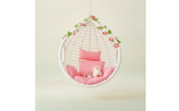 Hanging Basket Chair Freestanding Swing Chair with Stand Woven Furniture for Adults, Readers, Balcony, Living Room, Bedroom