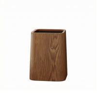 Rectangular Trash Can Wood-Grain Freestanding Trash Can Open-Top Dustbin Modern Open Lid Bin Decorative for Bedroom, Living Room
