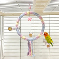 Rope Swing Parrot Toy with Bells, Gradient Perch for Budgie, Cockatiel and Lovebird, Comfortable Swing Perch for Small Bird Cage Use