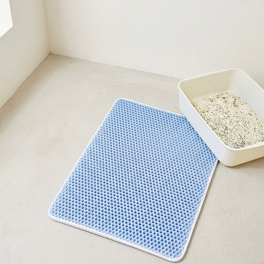 Cat Litter Mat, Double Layer Honeycomb Litter Trapping Mat, Washable Cat Litter Pad, EVA Material Litter Control for Indoor Cat Supplies, 60x45cm