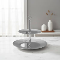 Stainless Steel Fruit Stand Tiered Display 2 Tier Serving Tray Modern Minimalist Design Double Layer Snack Tray