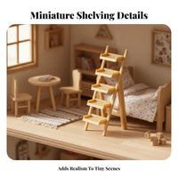 DIY Decoration Mini Multi-Tier Display Rack Realistic Simulation Miniature Ladder Shelf Micro Landscape Decor Miniature Display Shelf High Intricacy for Collectors, Hobbyists, Kids, Dioramas, Photography Props, Fairy Gardens