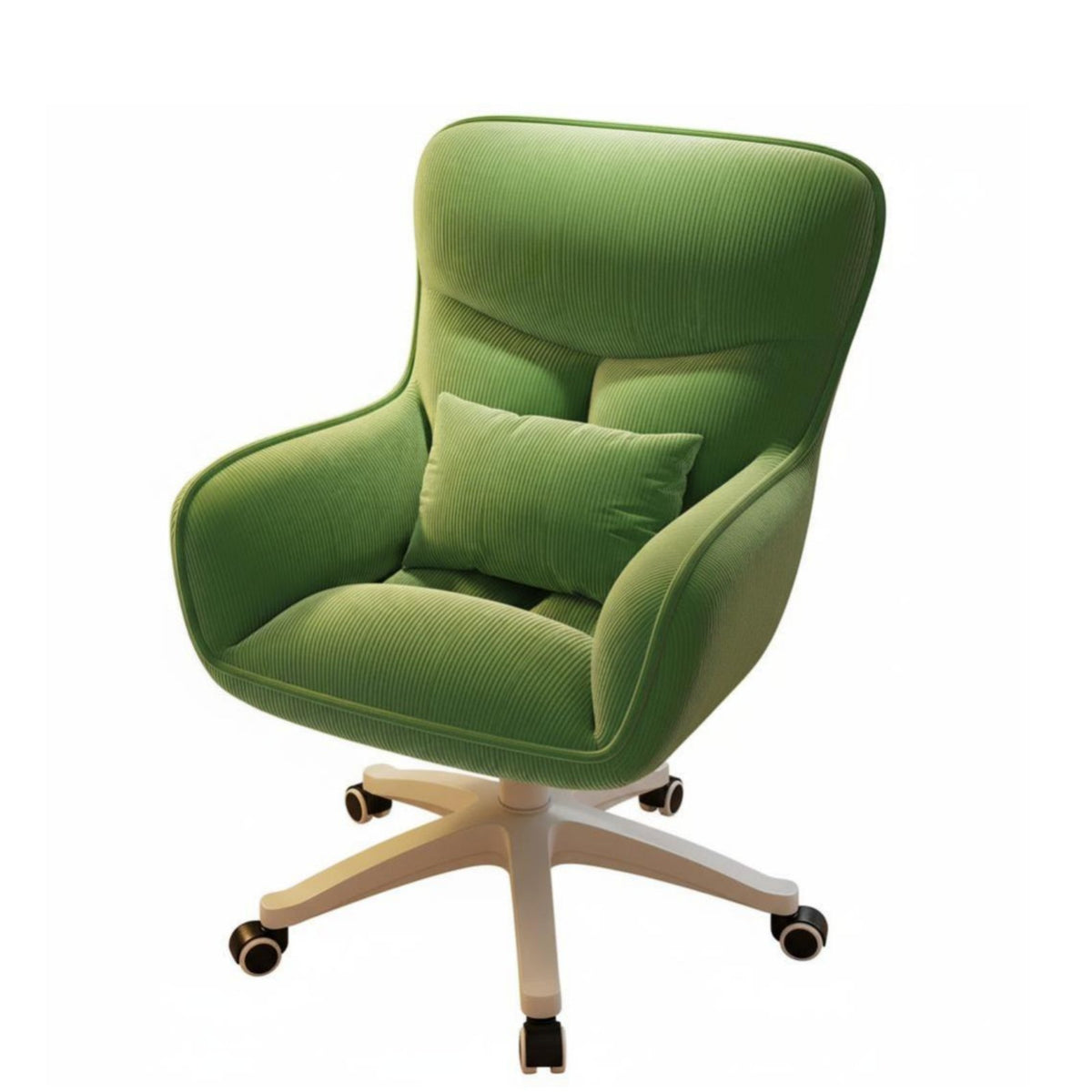 Height Adjustable Upholstered Rolling Chair High Back Support Upholstered Rolling Armchair Ergonomic Design Office Furniture Easy Assembly for Students, Gamers, Adults, Dormitory, Study Room, Bedroom, Makeup Vanity
