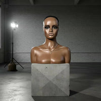 PVC Mannequin Head Torso Black Mesh Cap Female Mannequin Bust Shaped Neck