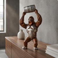 Resin Primate Sculpture Imitation Wood Tabletop Primate Sculpture Decor Metal-Like Highlight